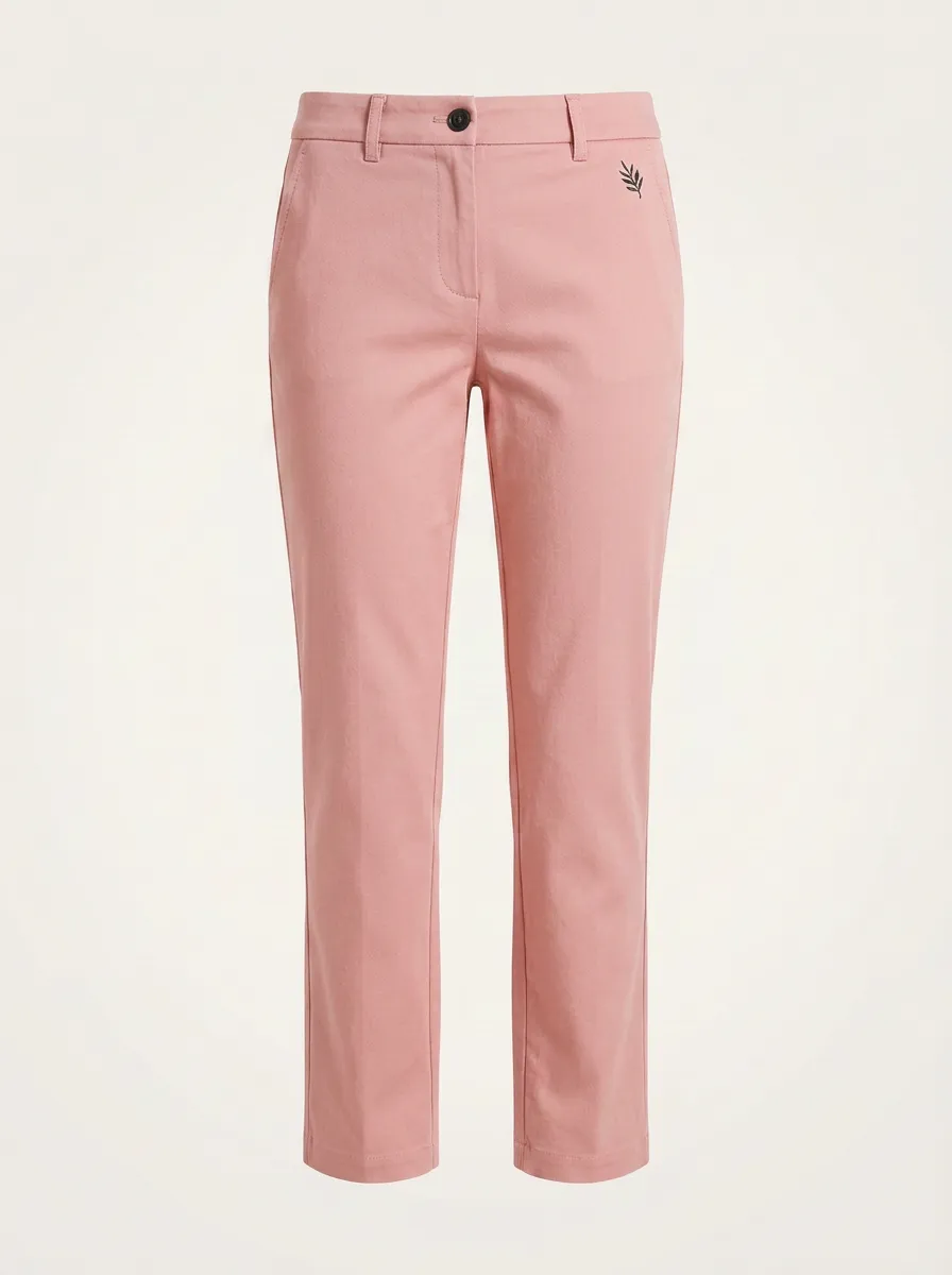 Women's Minimalist Leaf Logo Printed Mid-Rise Straight Leg Pants