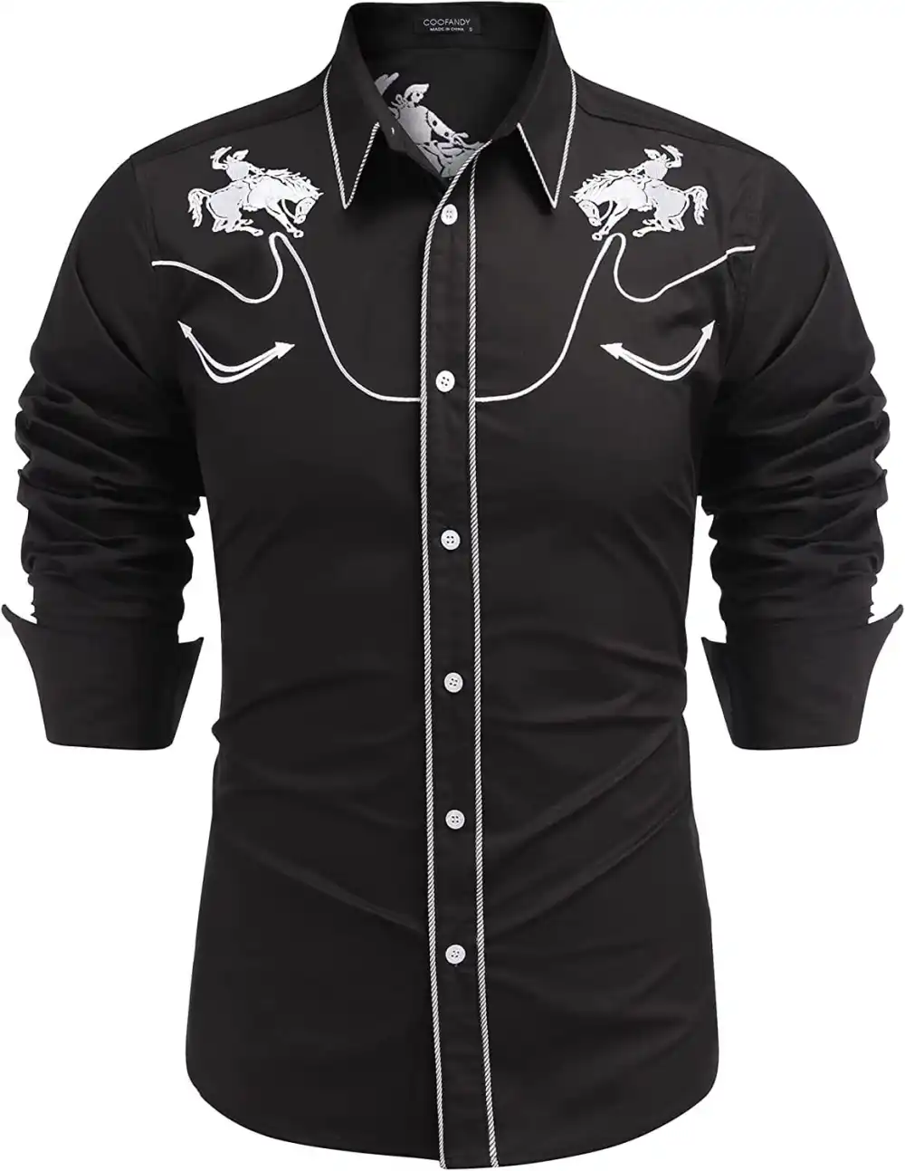 Embroidered Cowboy Button Down Shirt Jeans
