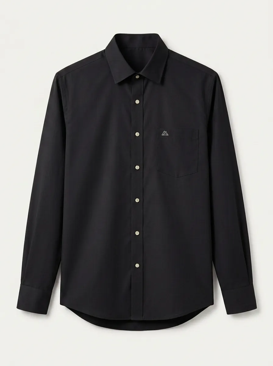 Men's Non-Iron Cotton  Logo Embroidered Dress Shirt