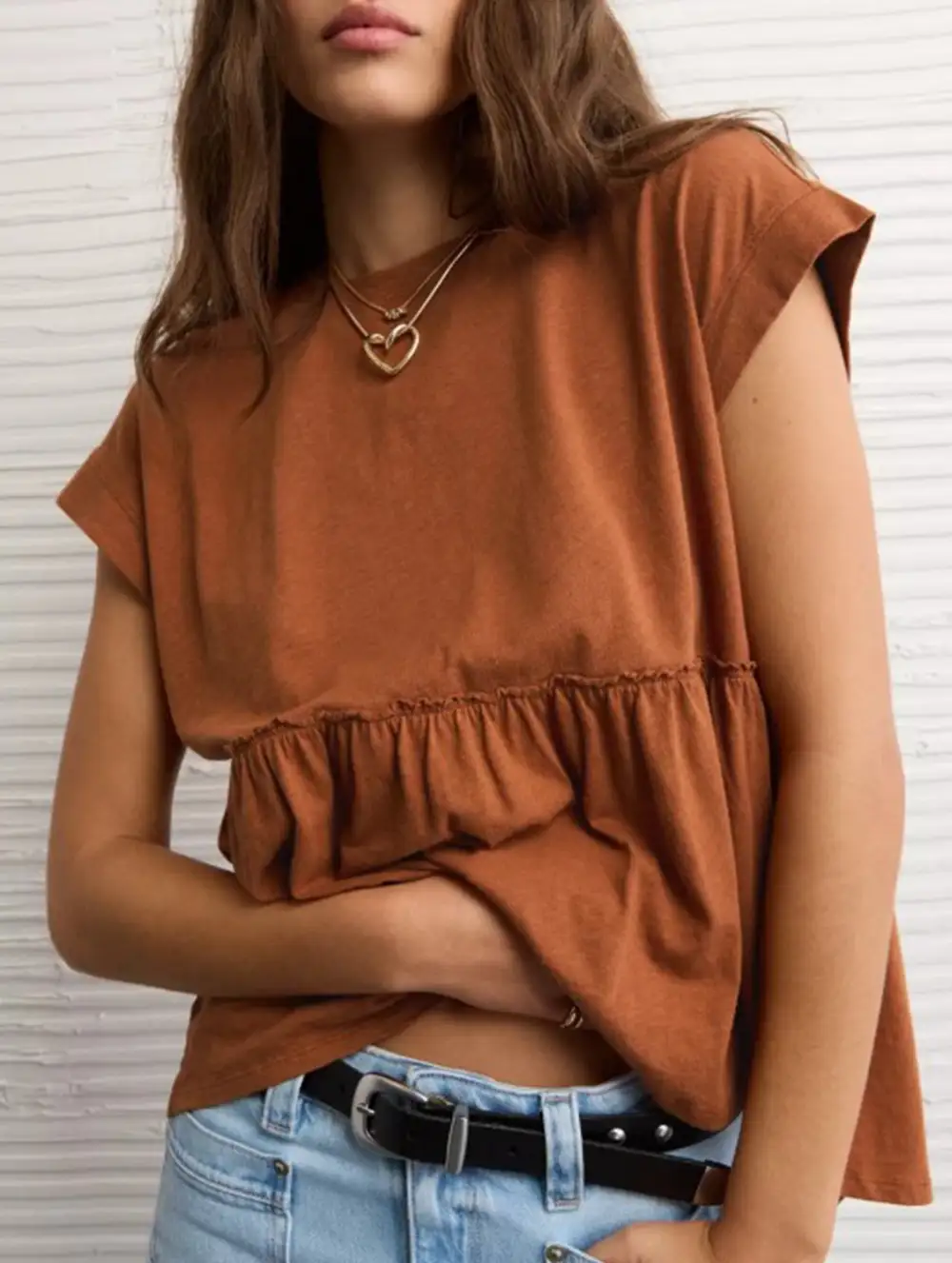 Babydoll Thin Top with Back Tie Blouse