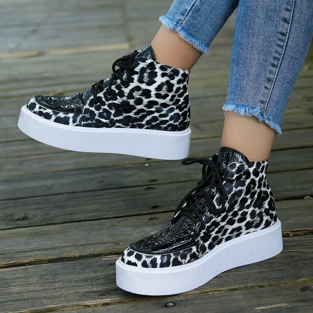Leopard Print Platform Sneakers