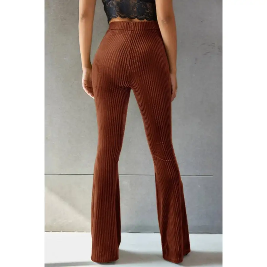 Ribbed High Waist Flare Pants