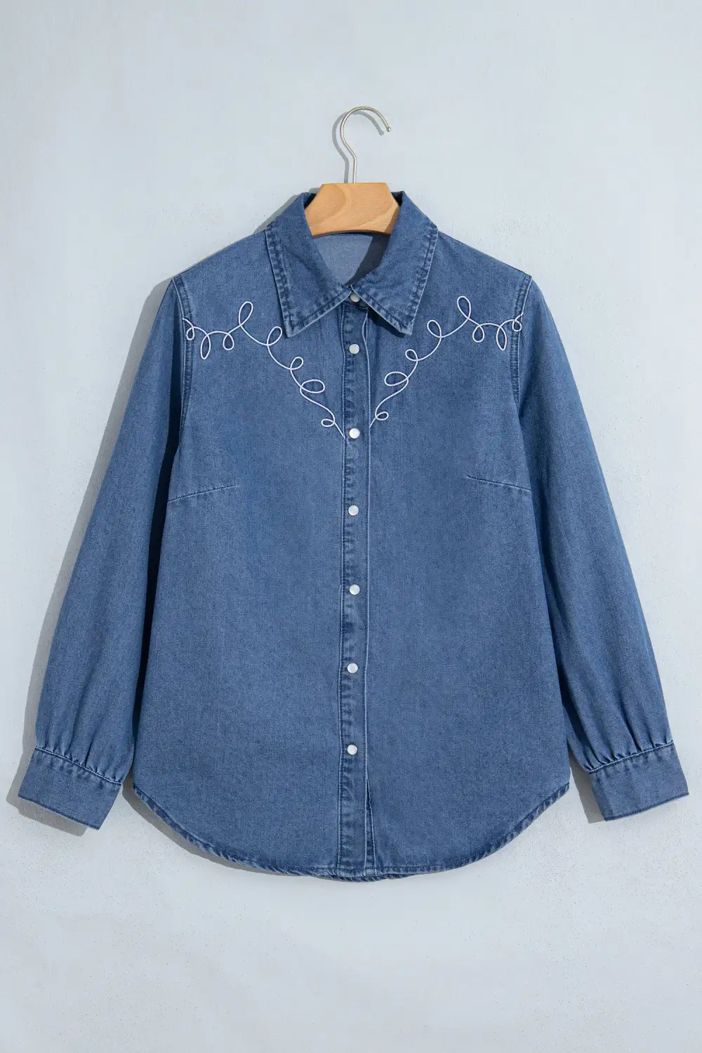 Women's Embroidered Denim Long Sleeve Blouse