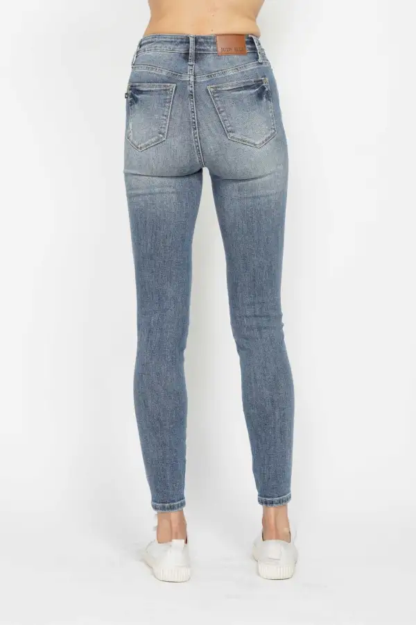 Tummy Control Contrast Wash Skinny Denim Jeans