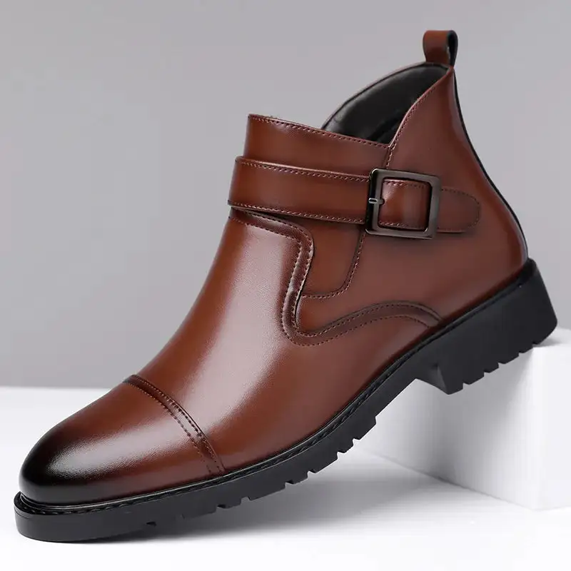 Leather Buckle Boots