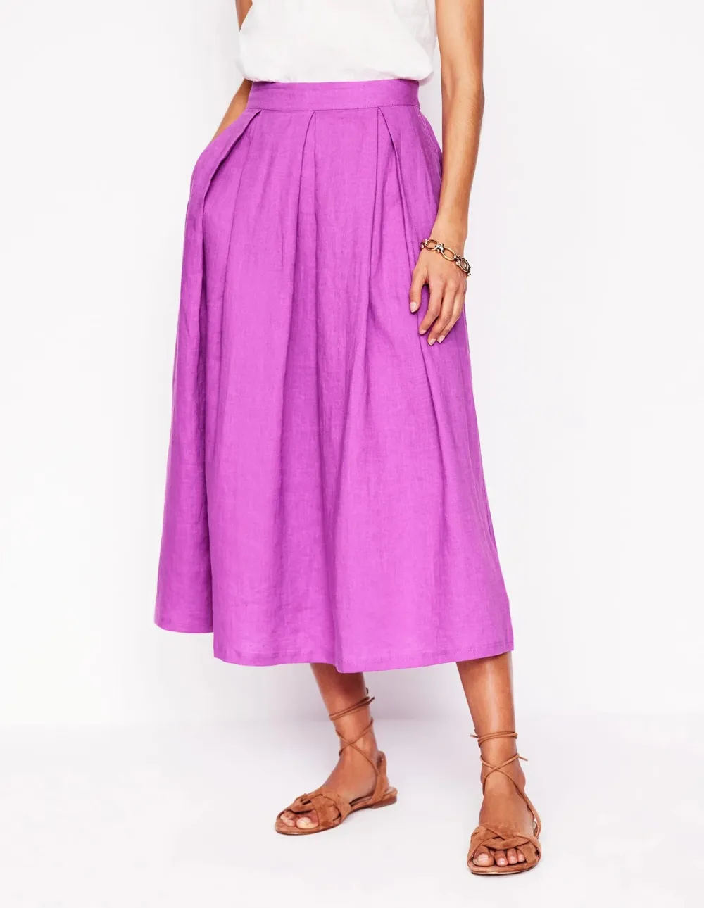Verity Linen Midi Skirt -Foxglove Purple