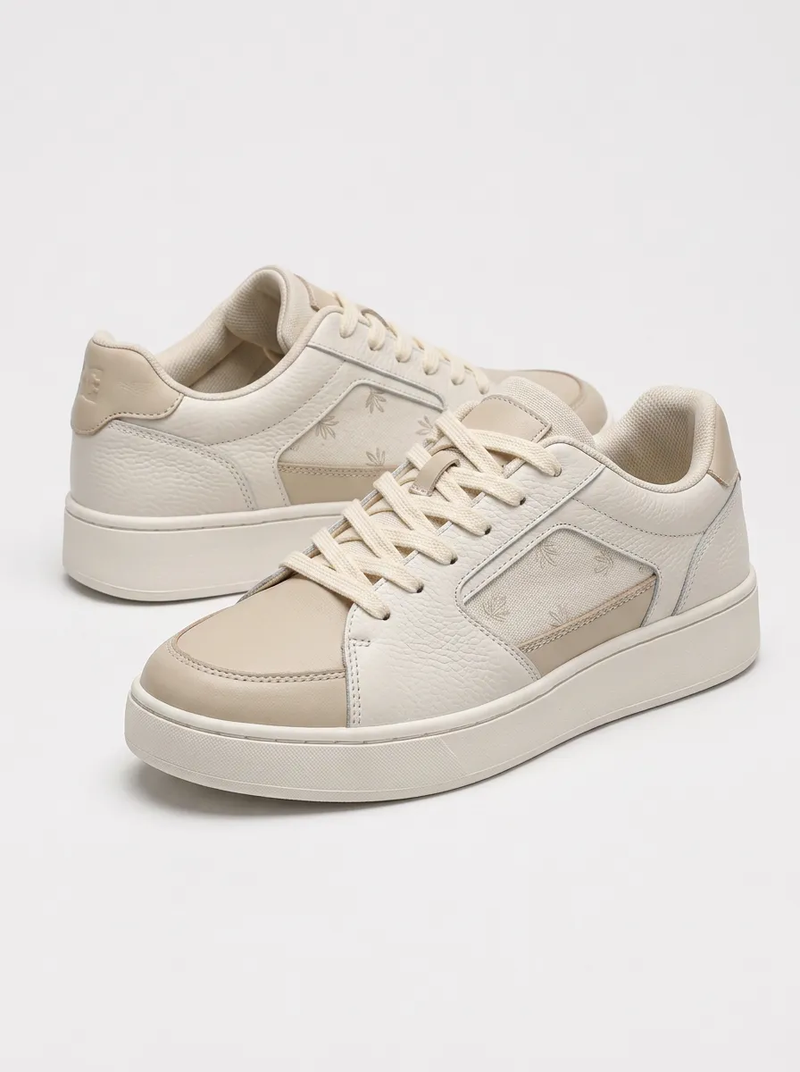 Men's Urban Minimalist Leaf Pattern Printed Sneakers
