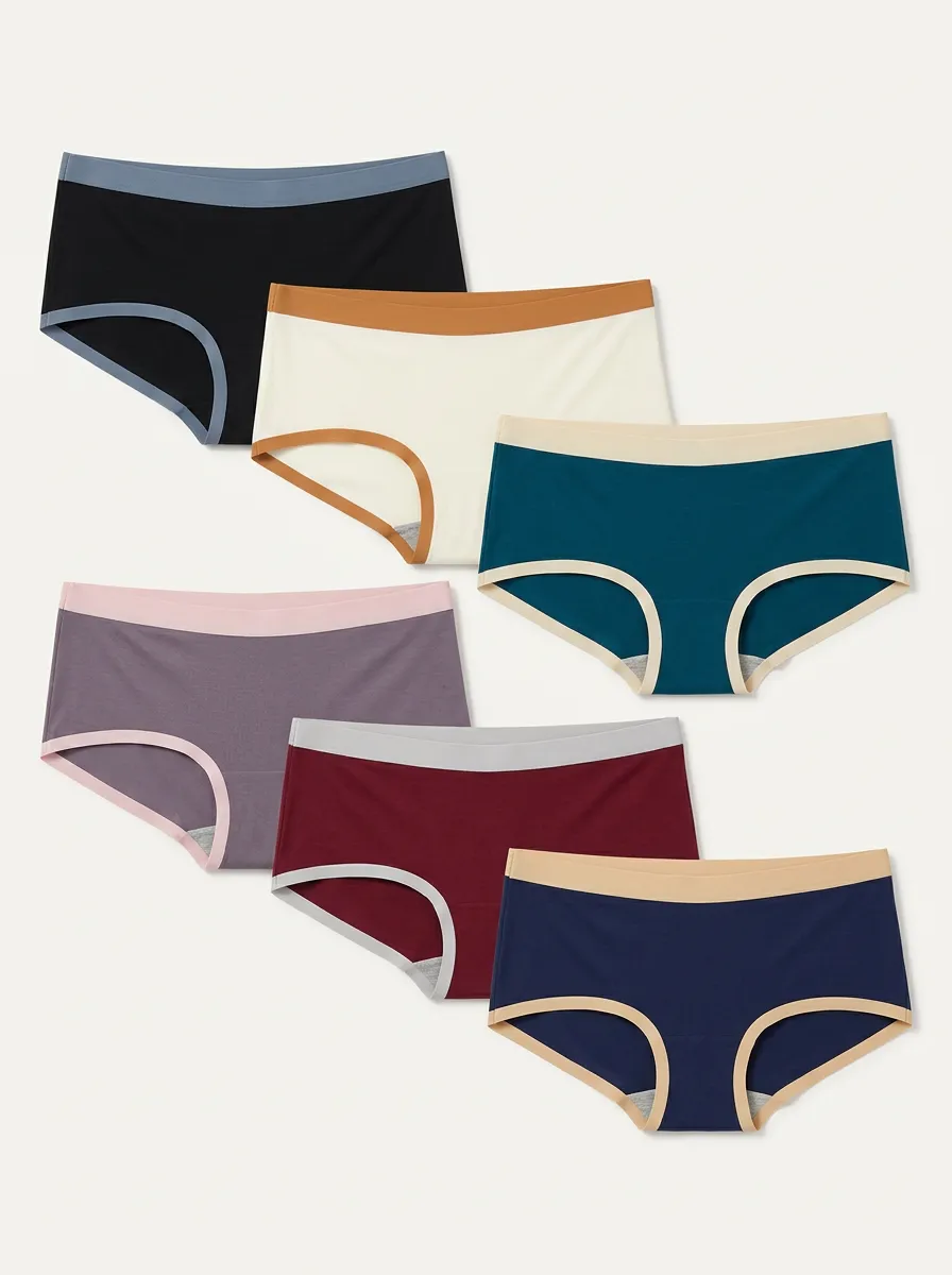 Women's Five-Pair Colorblock-Trim Seamless-Look Brief Set