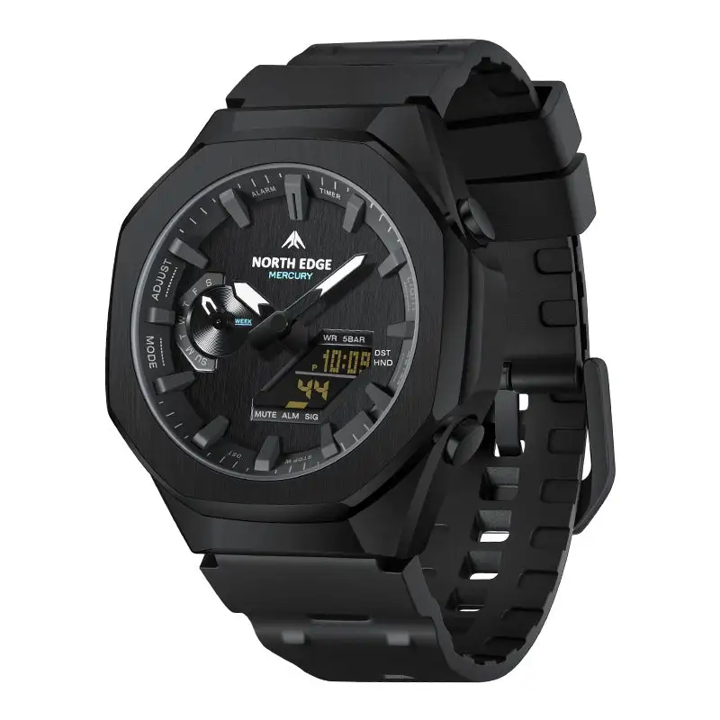 North Edge Outdoor Watch Mercury-Stopwatch Countdown World Time LED Backlight