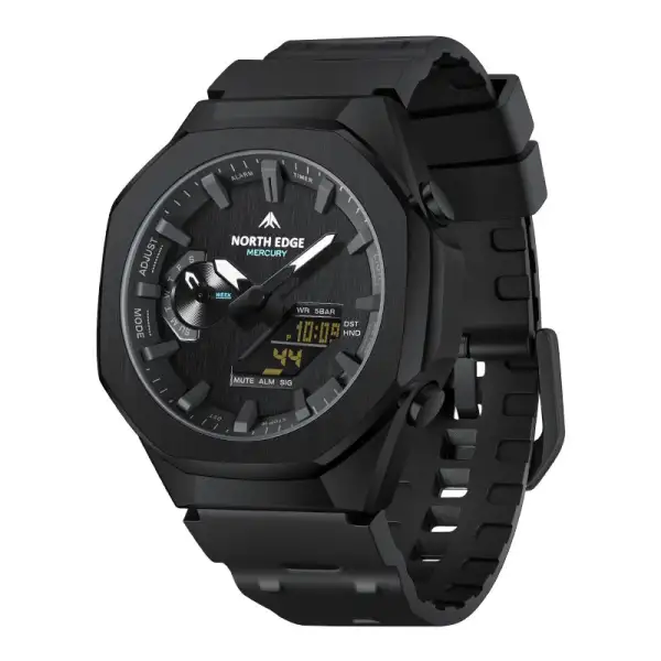 North Edge Outdoor Watch Mercury-Stopwatch Countdown World Time LED Backlight