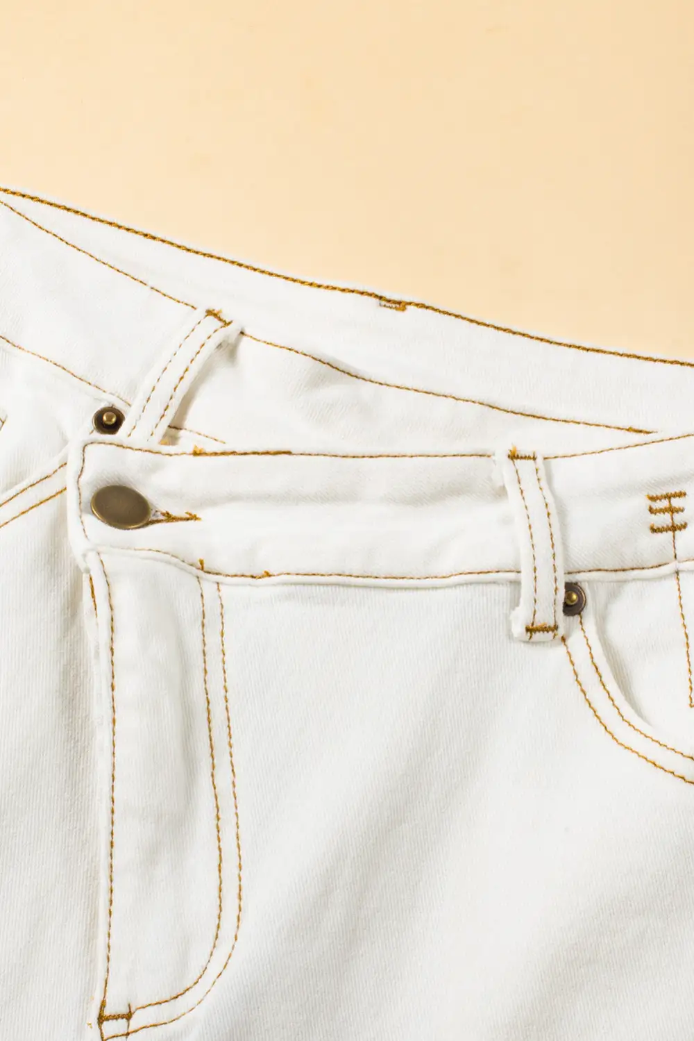White Asymmetric Waist Design Stylish Denim