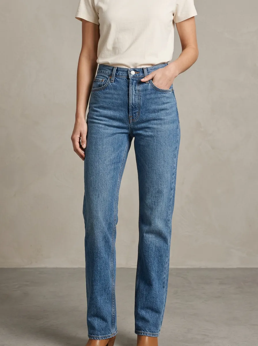 Straight-Leg Denim Jeans