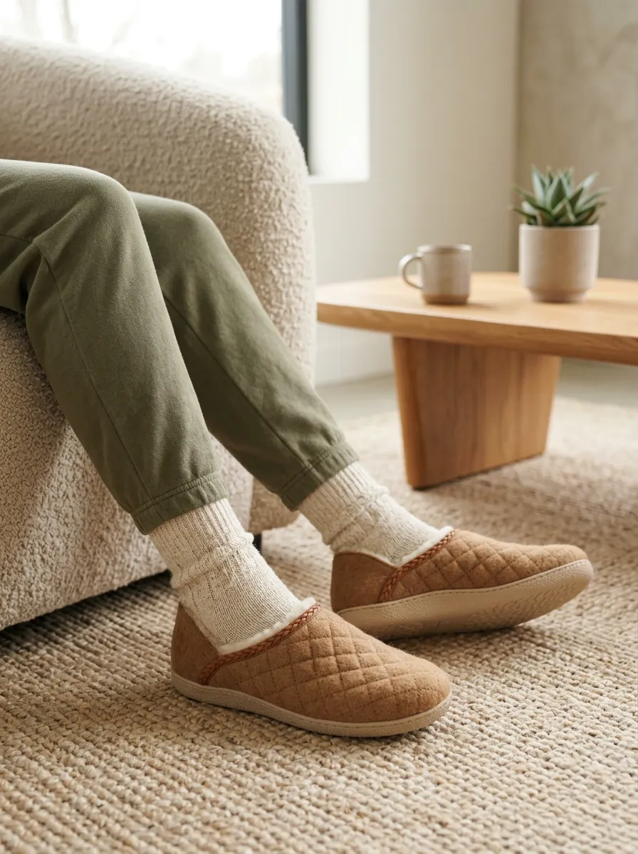 Everyday Quilted Graphic Casual Look Unisex Warm Wool Shoes
