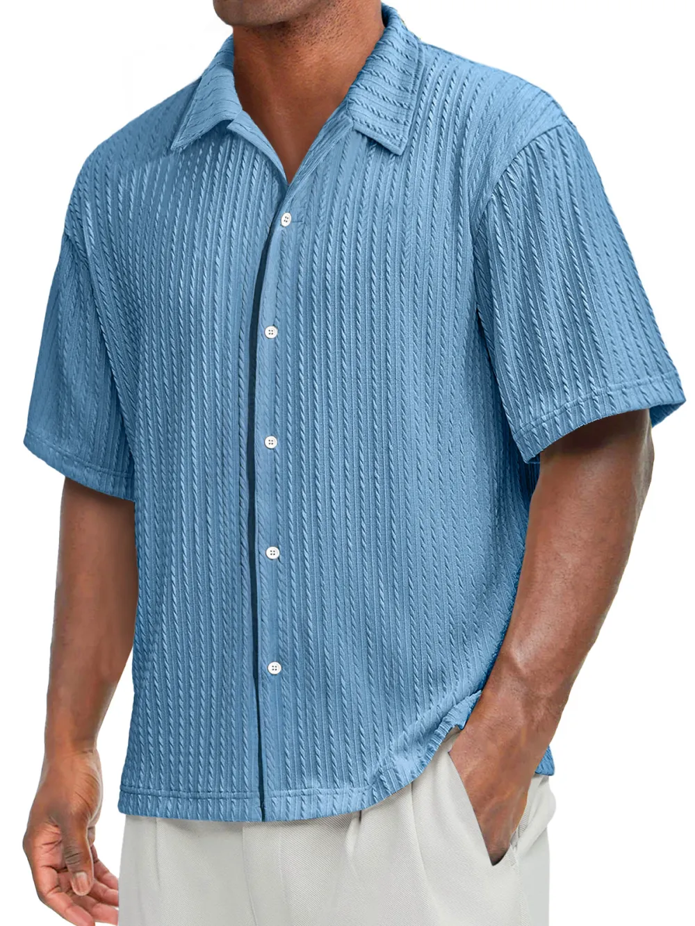 Tailored Short Sleeve Open Collar Shirt