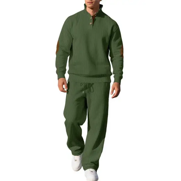 Casual Ribbed Hoodie Sweatpants Set