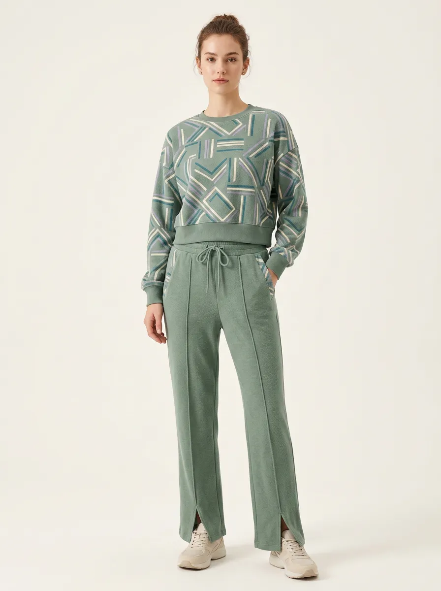Women's Geometric Pattern Printed Lounge Set