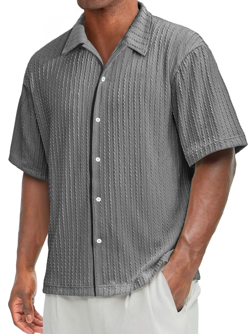 Tailored Short Sleeve Open Collar Shirt