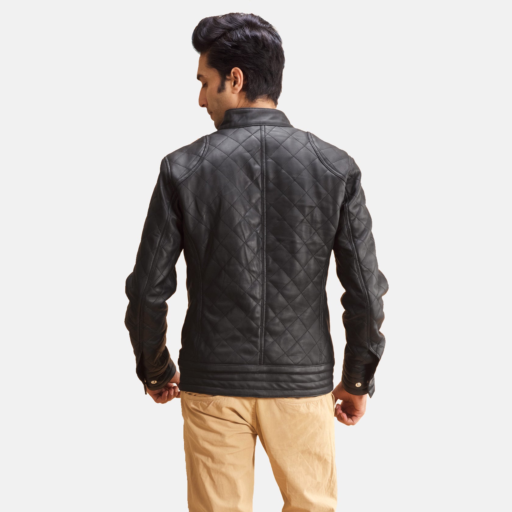 Men's Leather Quilted Jacket