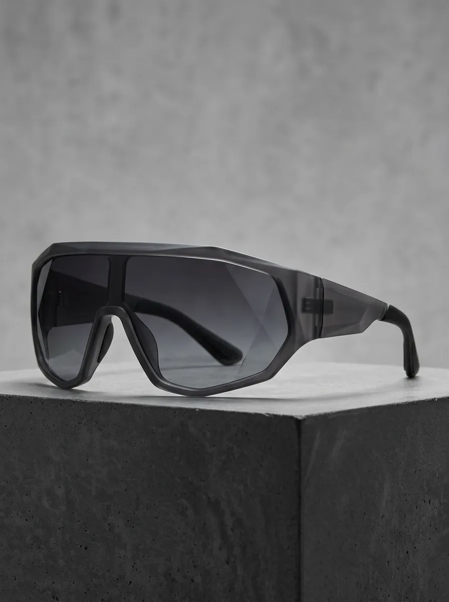 Unisex Sporty Futuristic Oversized Shield Sunglasses
