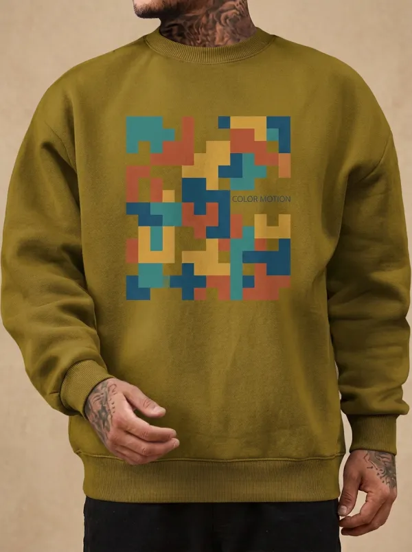 Geometric Abstract Color Motion Graphic Crewneck Sweatshirt