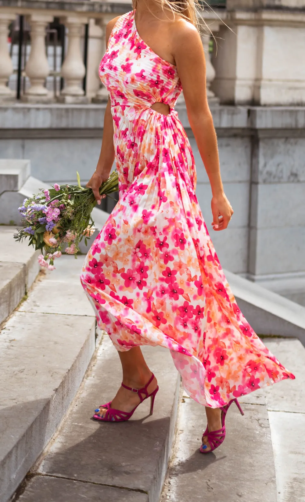 Floral Asymmetric Midi Dress