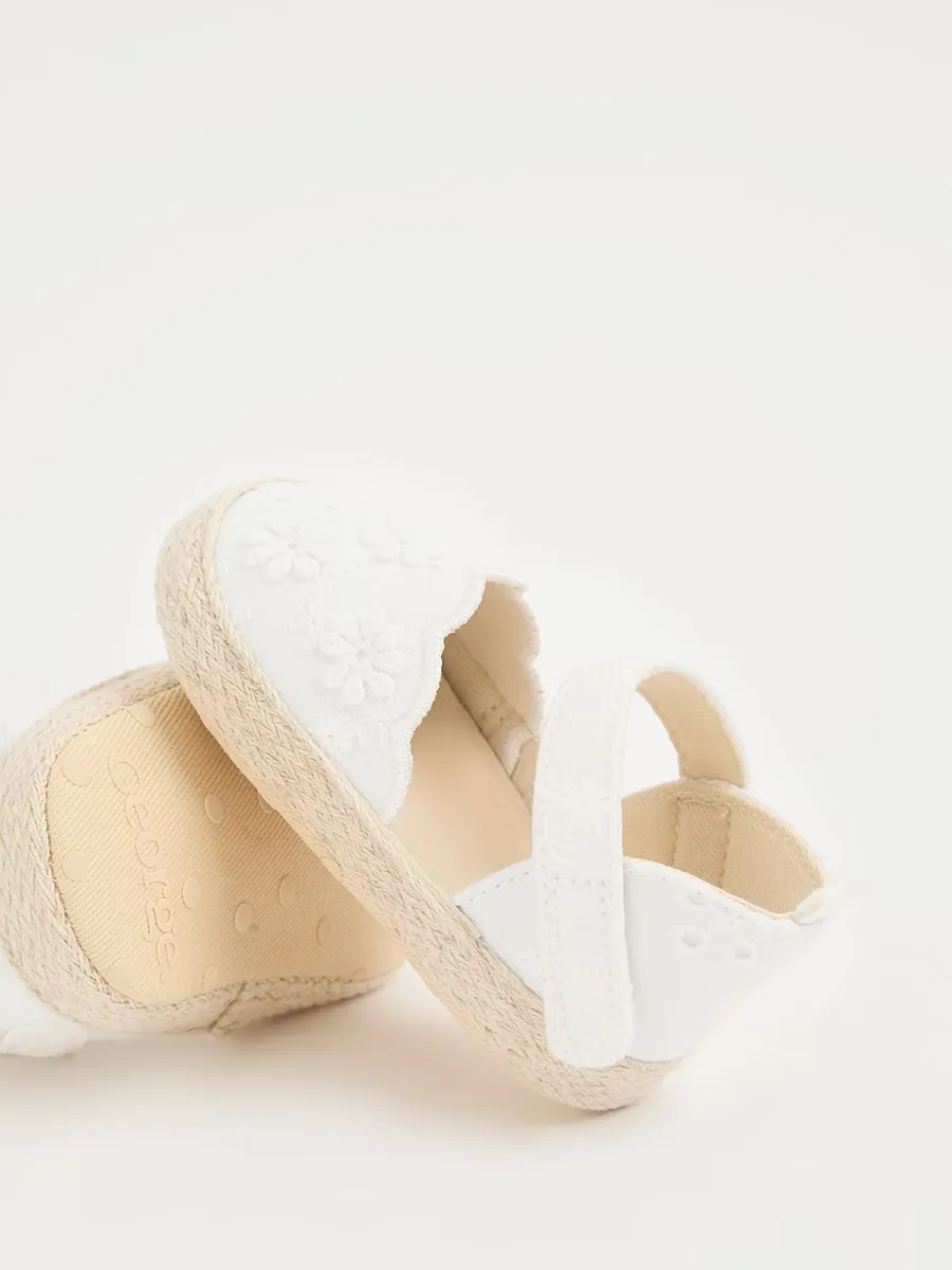White Embroidered Espadrilles