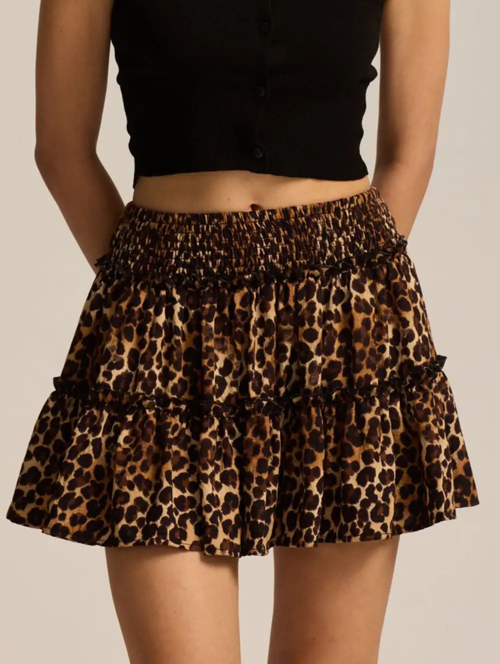 Elastic Waist Midi Skirt