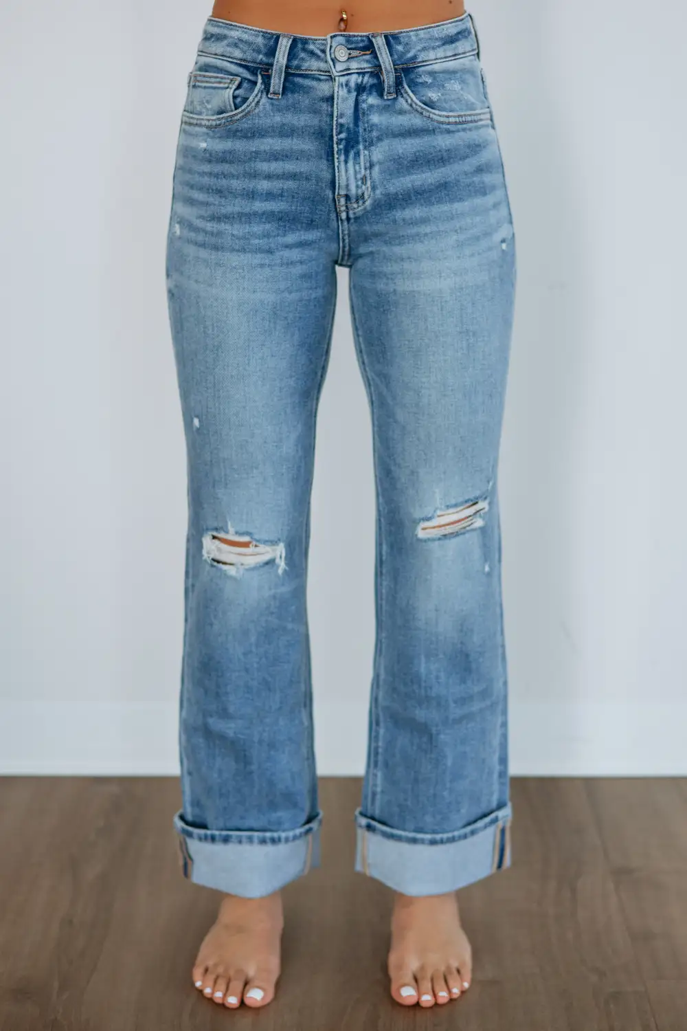 Women's High Rise Wide Leg Slim Fit Jeans