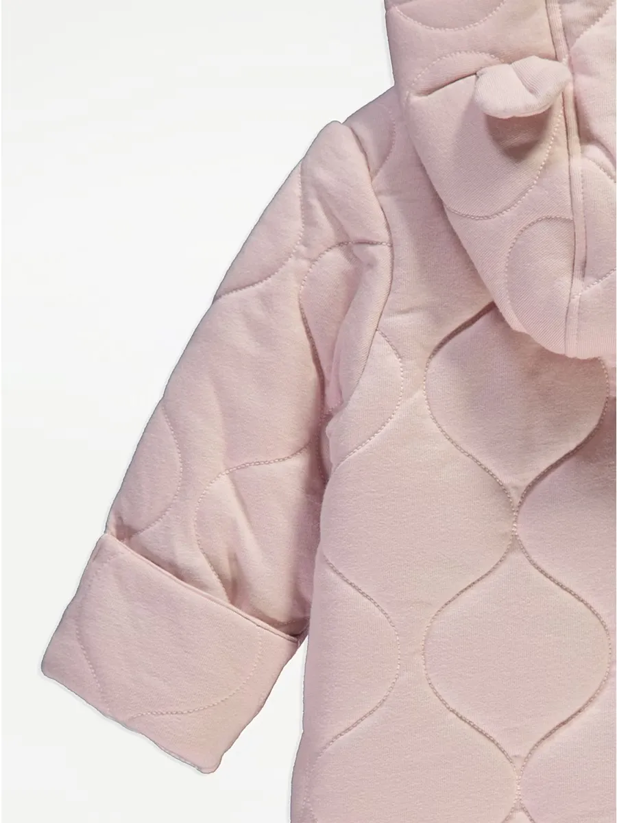Pink Quilted Zip Fasten Pramsuit
