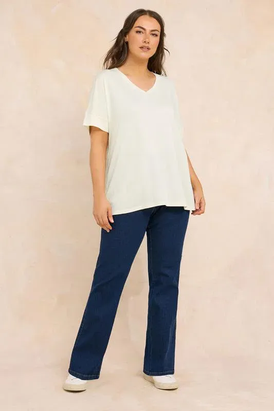 Ivory White V-Neck Modal Rich T-Shirt