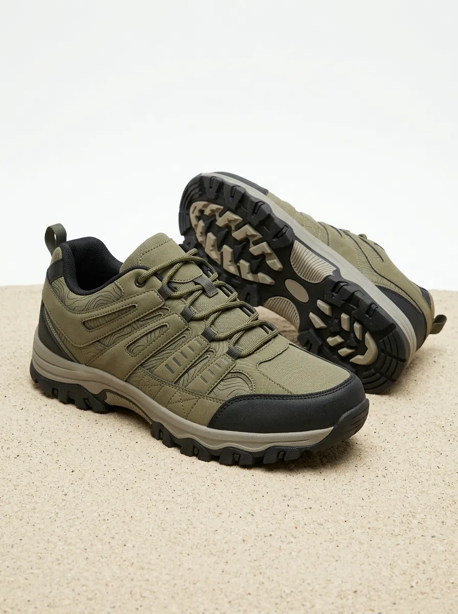 Men's Modern Hiking Enthusiast Topographic Map Printed Outdoor Shoes