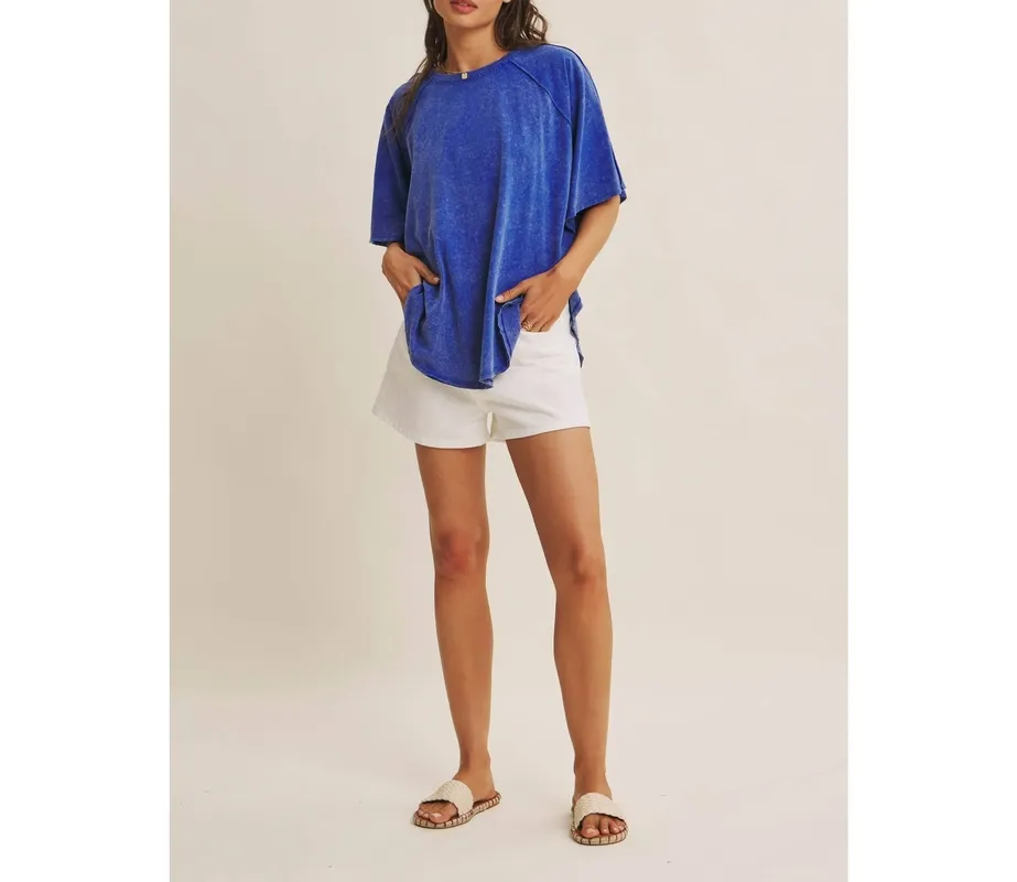 Mineral-Washed Draped Cotton Jersey Top