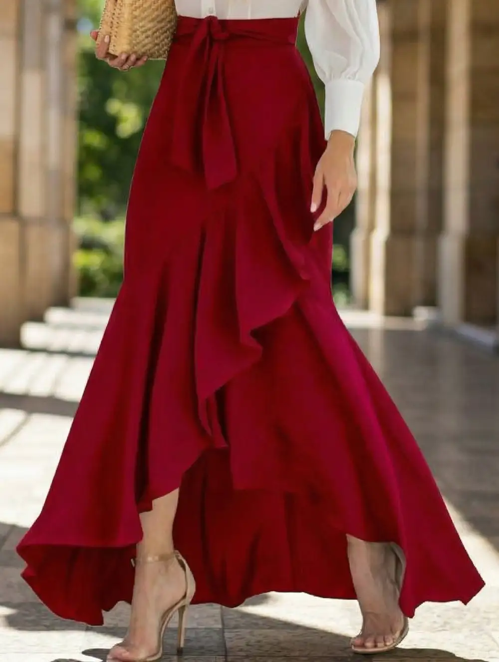 Ruffle Hem Maxi Skirt