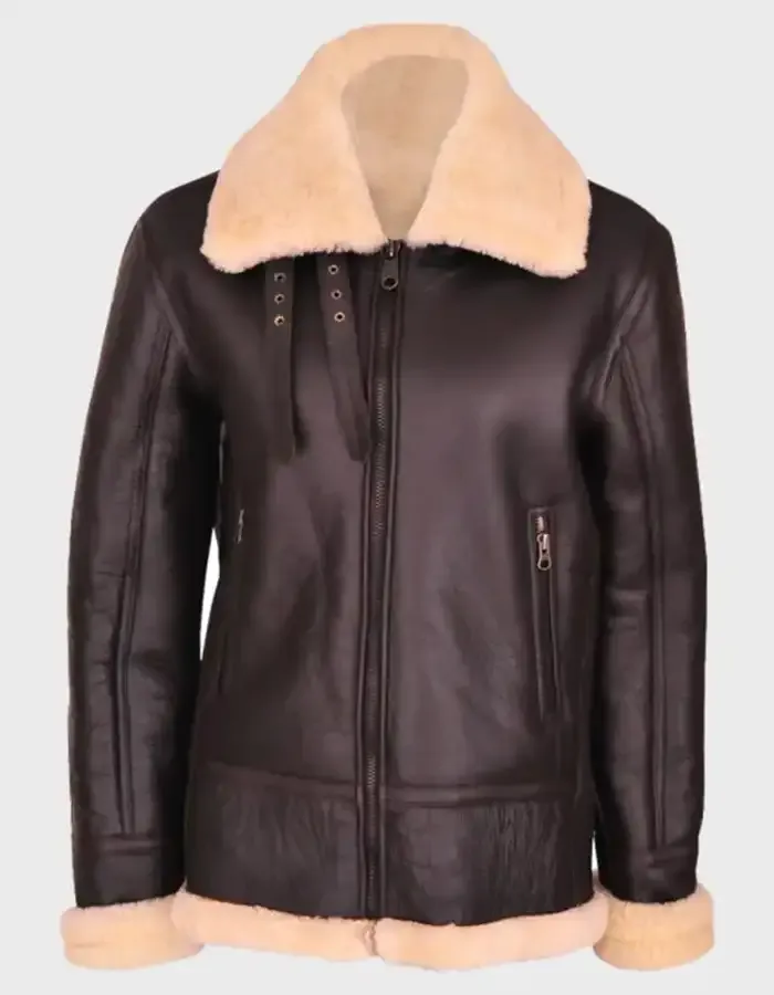 Aviator Shearling Sheepskin Fur Collar Jacket