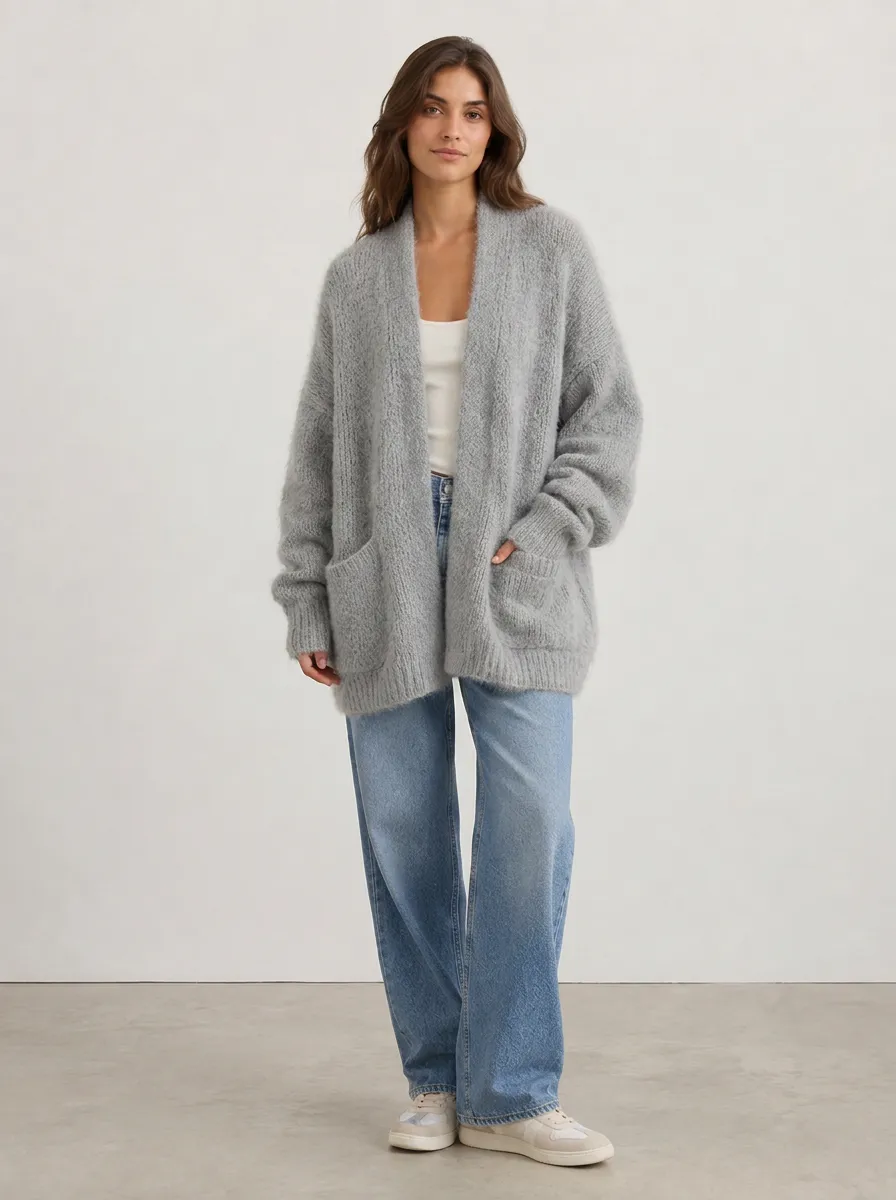Women's Open-Front Fuzzy Cardigan
