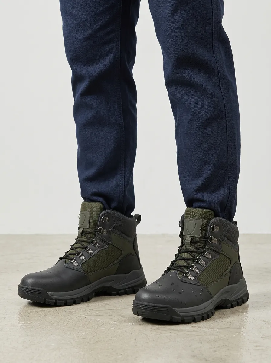 Unisex Waterproof Tactical Olive Green Printed Work Boots