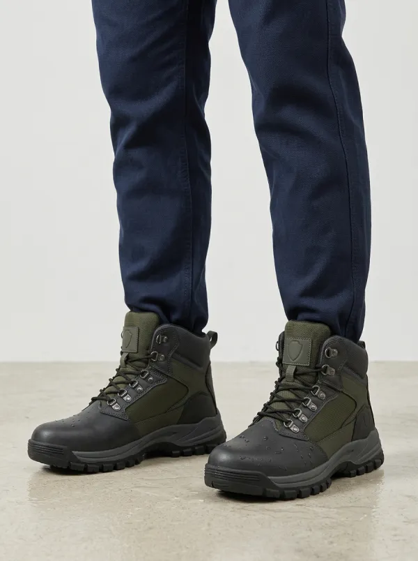 Unisex Waterproof Tactical Olive Green Printed Work Boots