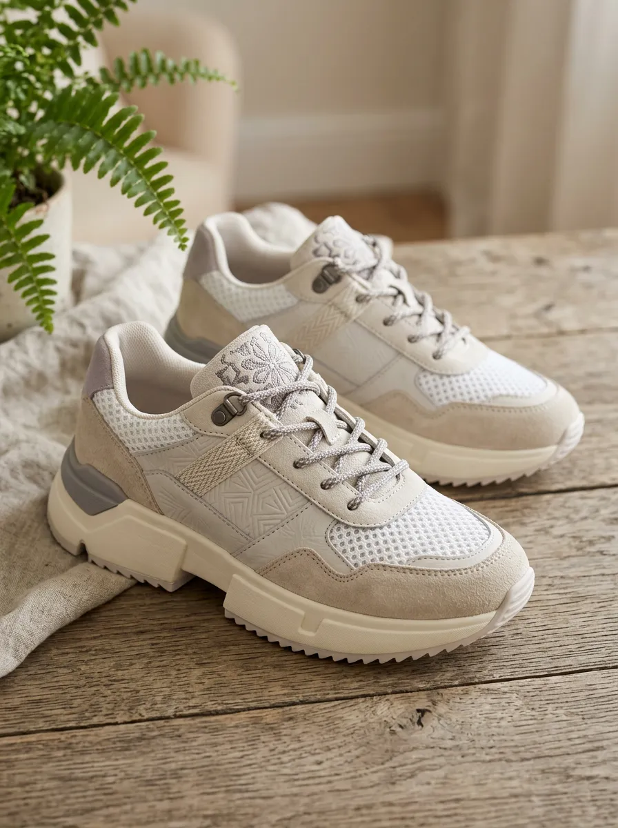 Women's Geometric Floral Pattern Printed Sneakers