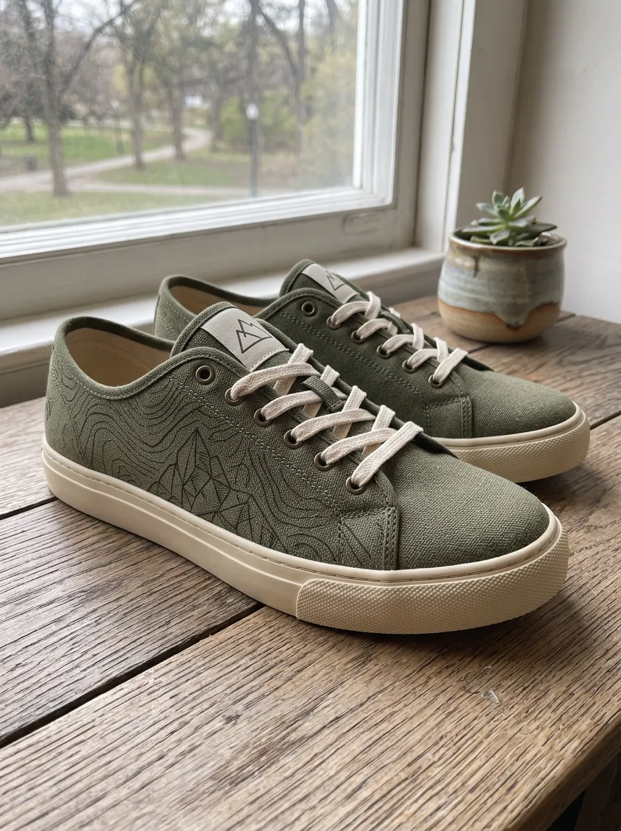 Men's Outdoor Hiking Lover Topographic Mountain Printed Canvas Shoes