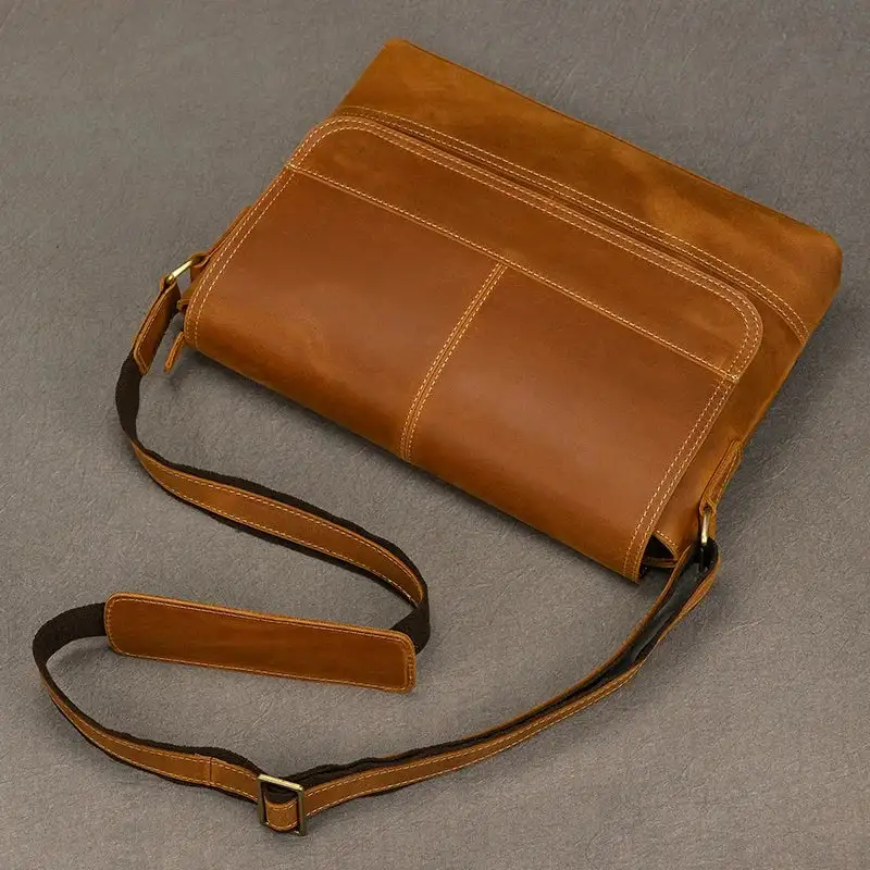 Vintage Dark Brown Leather Messenger Bag