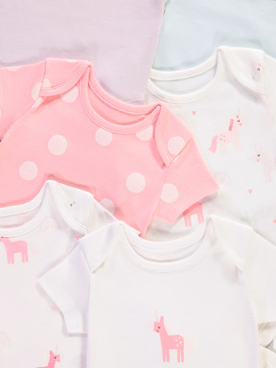 Pink Unicorn Short Sleeve Bodysuits 7 Pack detail 1