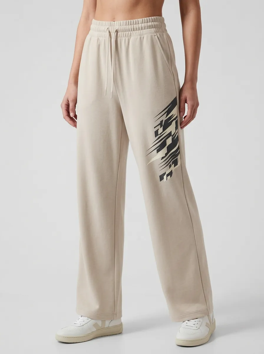 Women's Beige Abstract Graphic Sweatpants