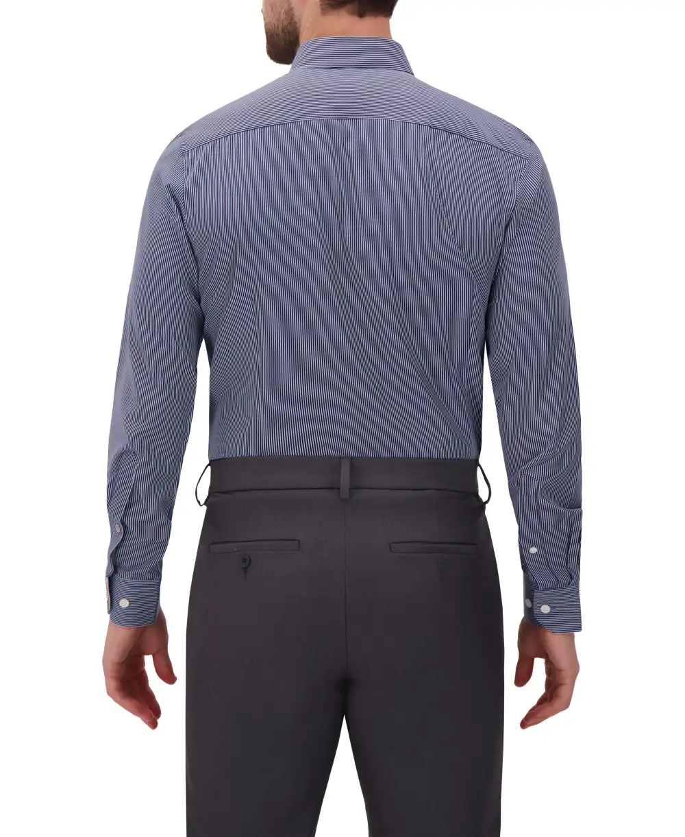 Striped Four-Way-Stretch Modern-Fit Men's Dress Shirt