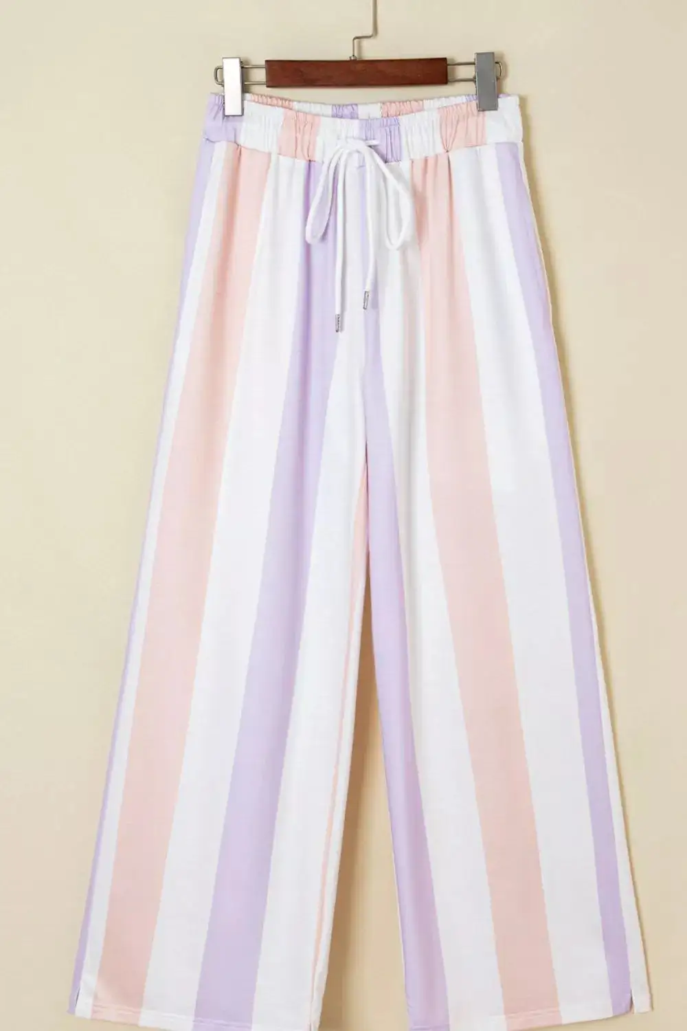 Stripe Multicolored Print Drawstring Loose Pants With Side Pocket