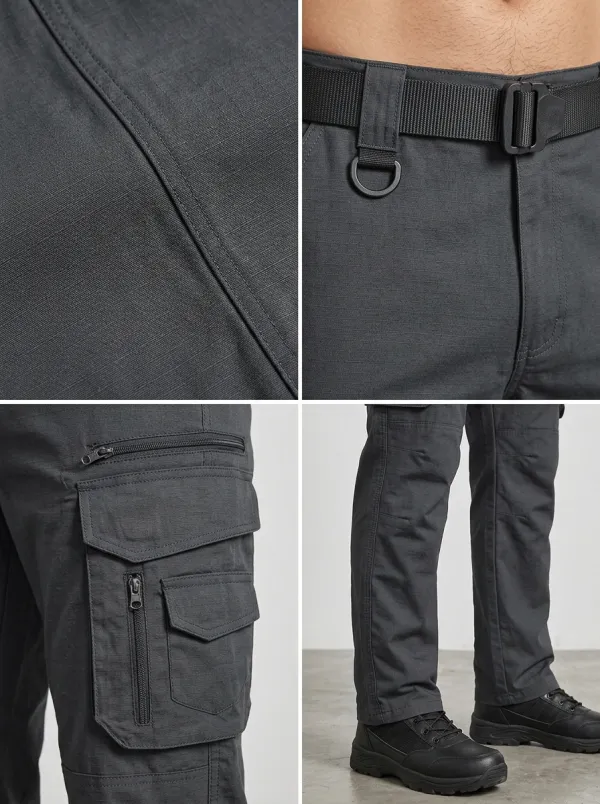 Men's Charcoal Grey Multi-Pocket Tactical Cargo Pants