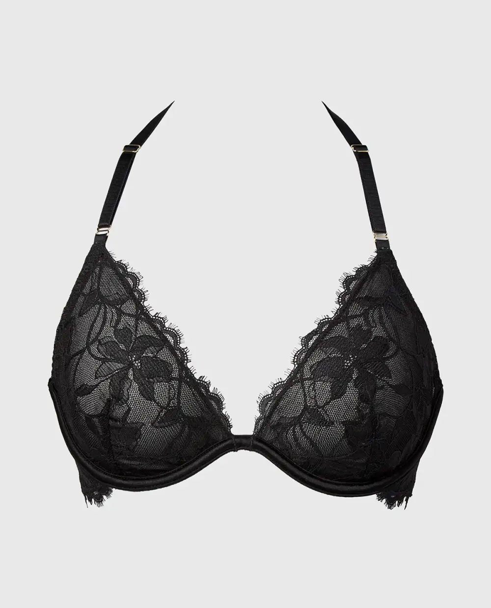 Haltered Unlined Plunge Bra With Afterglow Lace