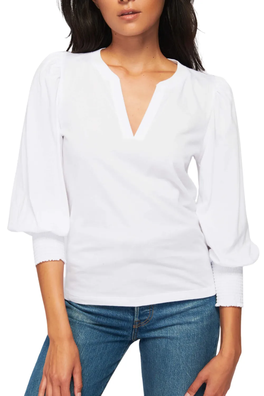 Smocked Peasant Cotton Shirt