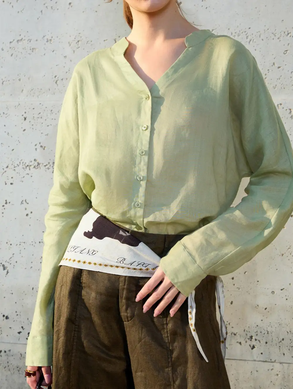 Ramie V Neck Lightweight Top