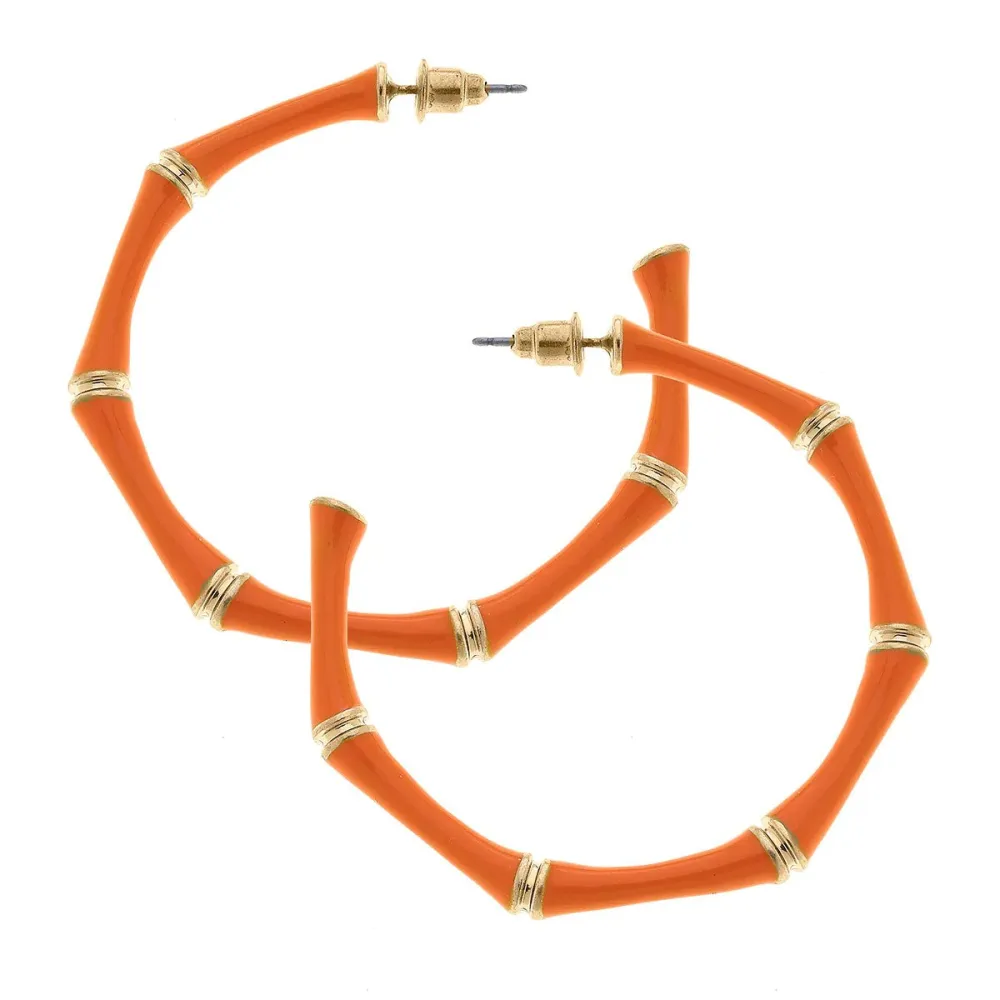 Classic Hoop Enamel Bamboo Style Earrings