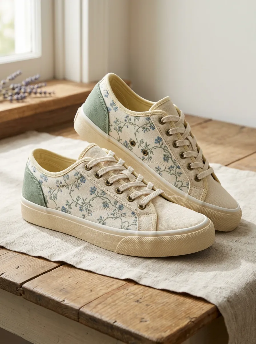 Women's Vintage Floral Botanical Street Skate Shoes
